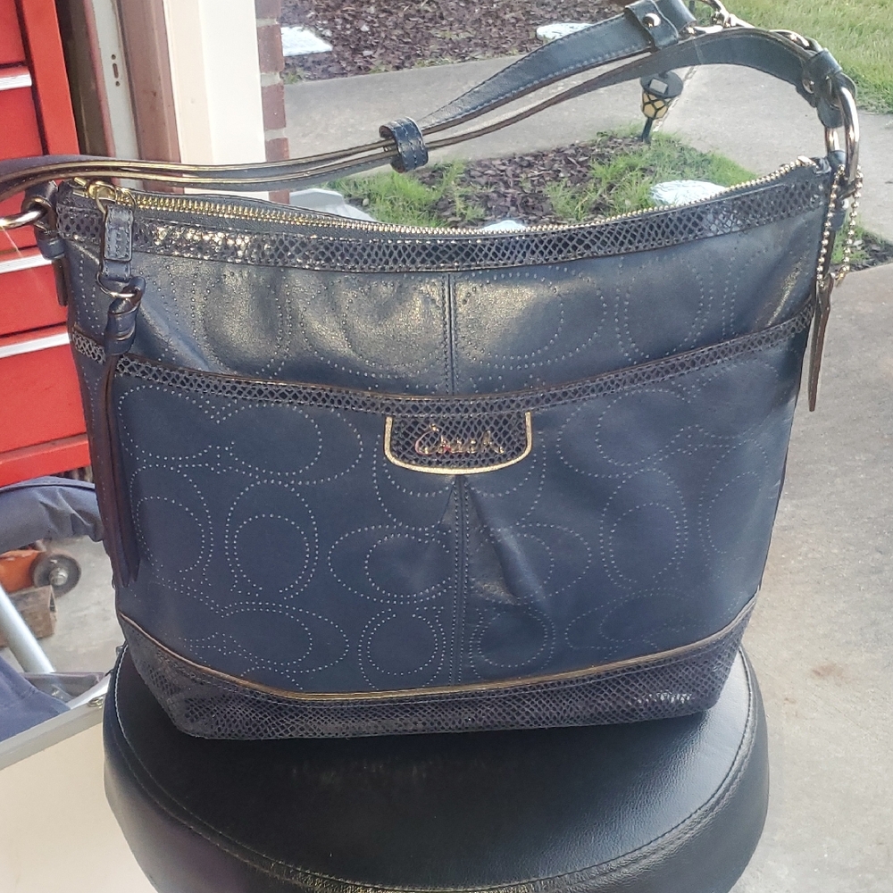 Coach Dark Blue Signature Shoulder Bag